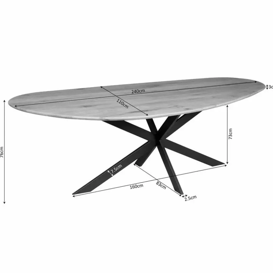 Starfurn - Eettafel Lou - Zwart - 110x240x76 cm