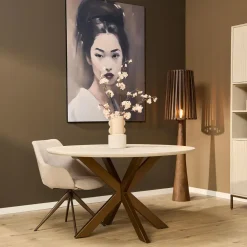 Houten Eettafels|Ronde Eettafels-Starfurn - Eettafel Madison - Beige - 150x150x76 cm