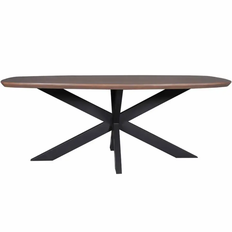 Ovale Eettafels-Starfurn - Eettafel Madison - Zwart - 100x280x76 cm