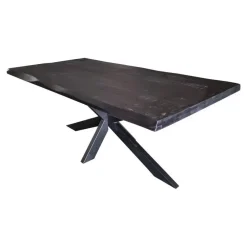 Rechthoekige Eettafels-StarFurn - Rechthoekige boomstamtafel Boston - 160 cm - zwart