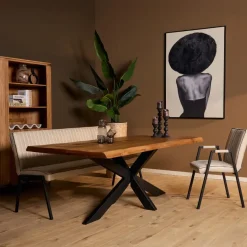 Rechthoekige Eettafels|Houten Eettafels-StarFurn - Rechthoekige boomstamtafel Boston - 160 cm - naturel