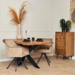Rechthoekige Eettafels|Houten Eettafels-StarFurn - Rechthoekige boomstamtafel Boston - 160 cm - naturel