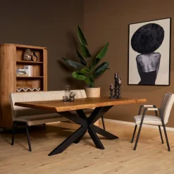 Rechthoekige Eettafels|Houten Eettafels-StarFurn - Rechthoekige boomstamtafel Boston - 160 cm - naturel