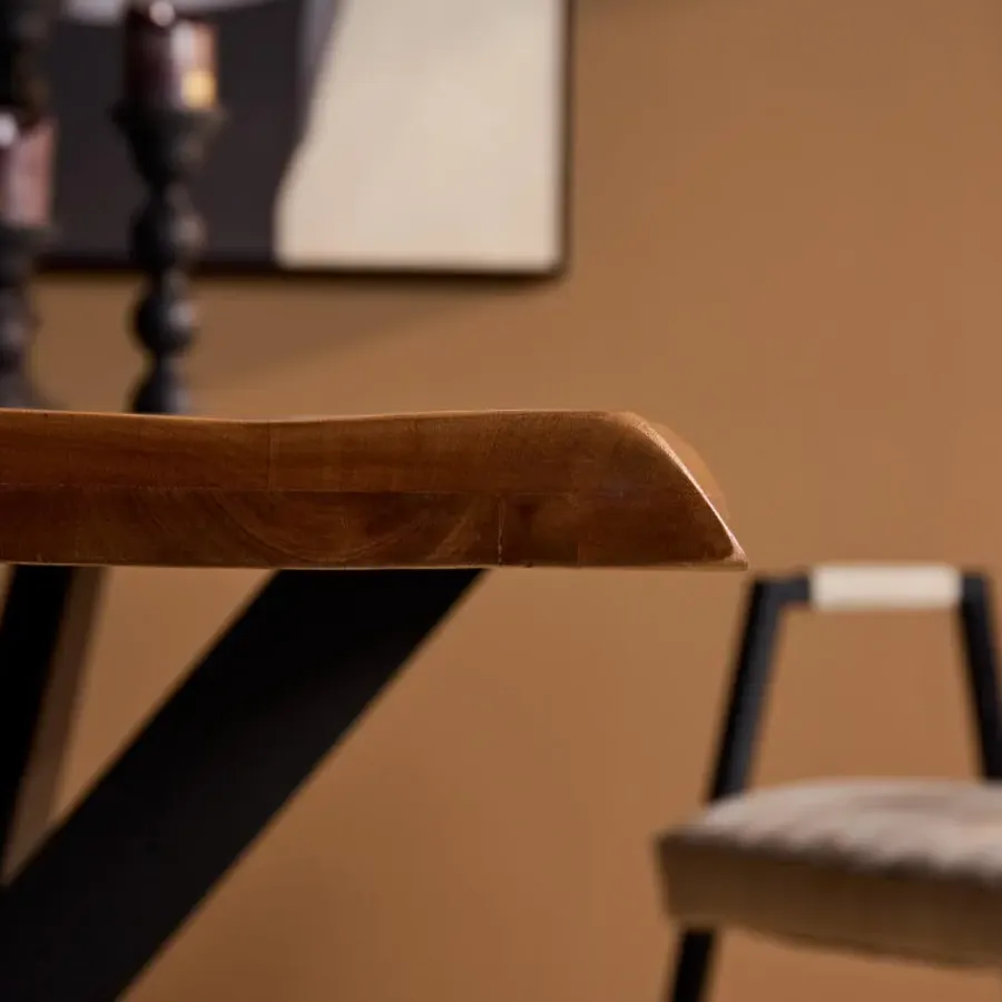Rechthoekige Eettafels|Houten Eettafels-StarFurn - Rechthoekige boomstamtafel Boston - 160 cm - naturel