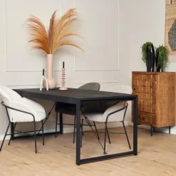 Rechthoekige Eettafels-StarFurn - Rechthoekige eettafel Boaz - 180 cm - zwart