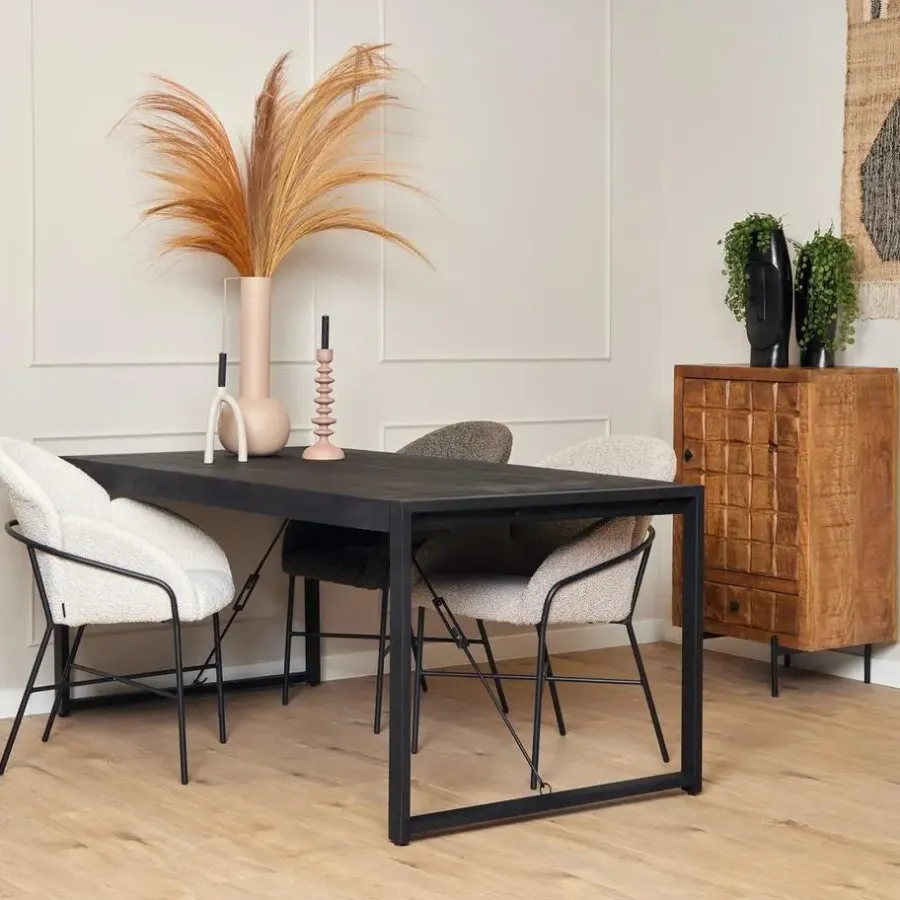Rechthoekige Eettafels-StarFurn - Rechthoekige eettafel Boaz - 180 cm - zwart