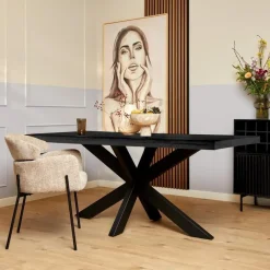 Rechthoekige Eettafels-StarFurn - Rechthoekige eettafel Denver - 240 cm - zwart