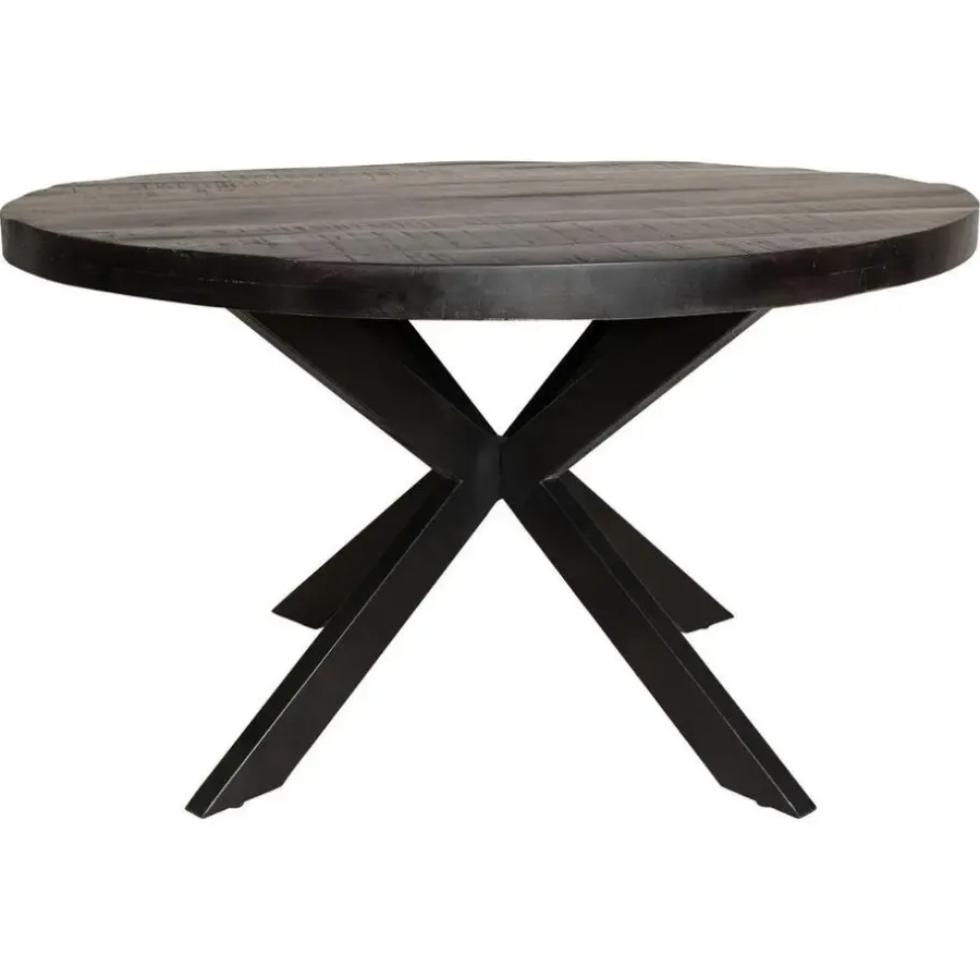 Houten Eettafels|Ronde Eettafels-StarFurn - Ronde eettafel Denver - ø140 cm - zwart