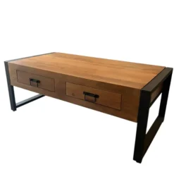 Salontafels-StarFurn - Salontafel Boaz met 2 lades - 120 cm - naturel