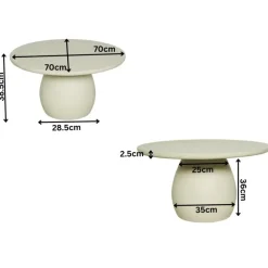 Salontafels-Starfurn - Salontafel Mosi - Wit - 70x70x38 cm
