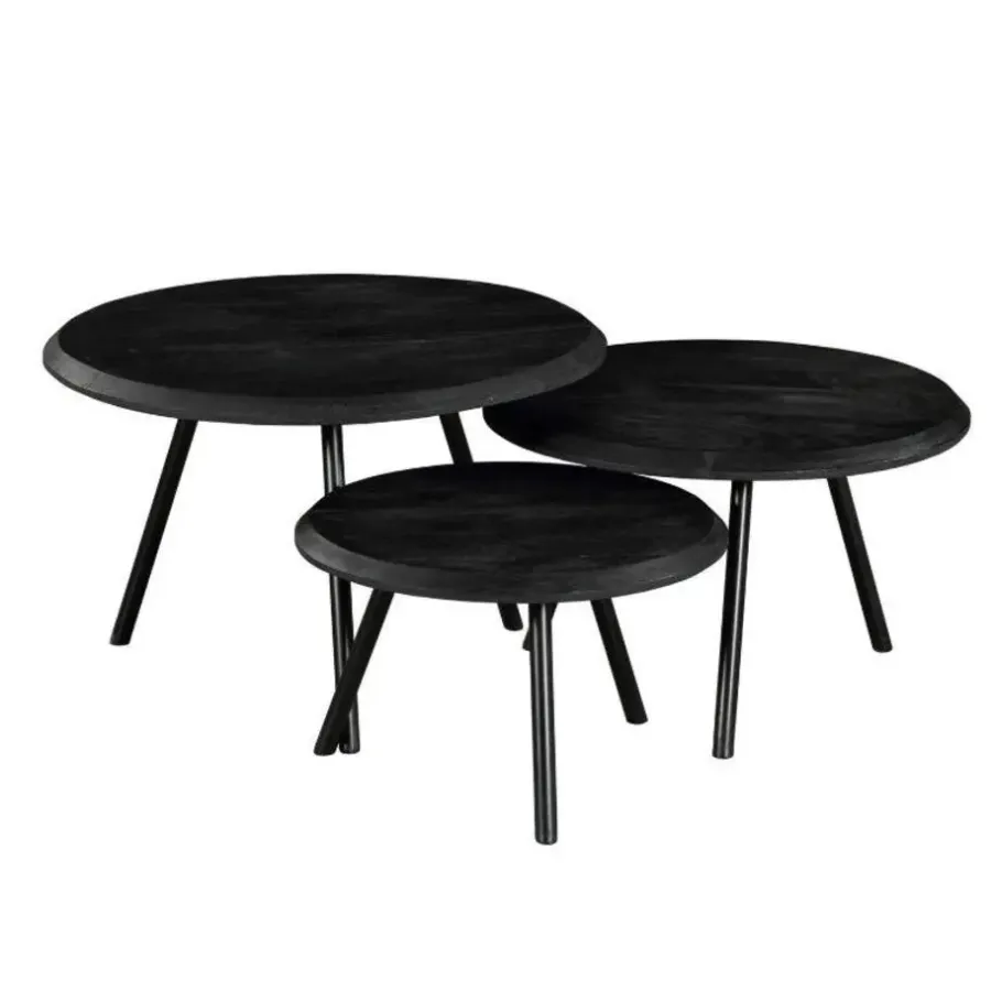 StarFurn - Salontafel Ohio Ø70 cm set van 3 - zwart