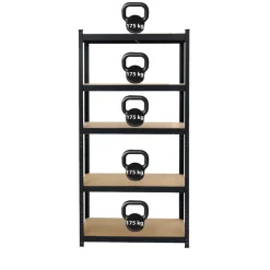 Stellingkasten-IVOL Stellingkast / Magazijnstelling - Zwart - 5 planken