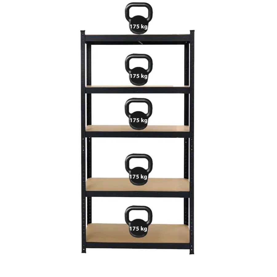 Stellingkasten-IVOL Stellingkast / Magazijnstelling - Zwart - 5 planken