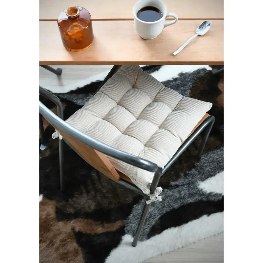 Tuinstoelkussens-Stof Textile stoelkussen - creme beige - 38 x 38 x 5 cm