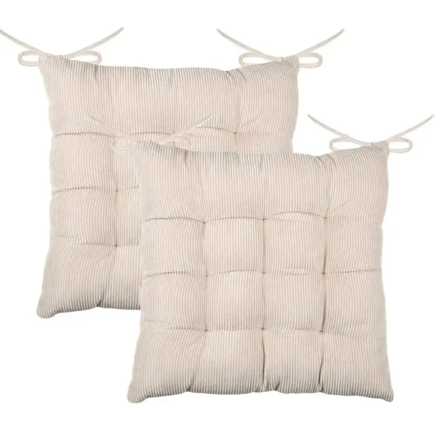 Tuinstoelkussens-Stof Textile stoelkussen - creme beige - 38 x 38 x 5 cm