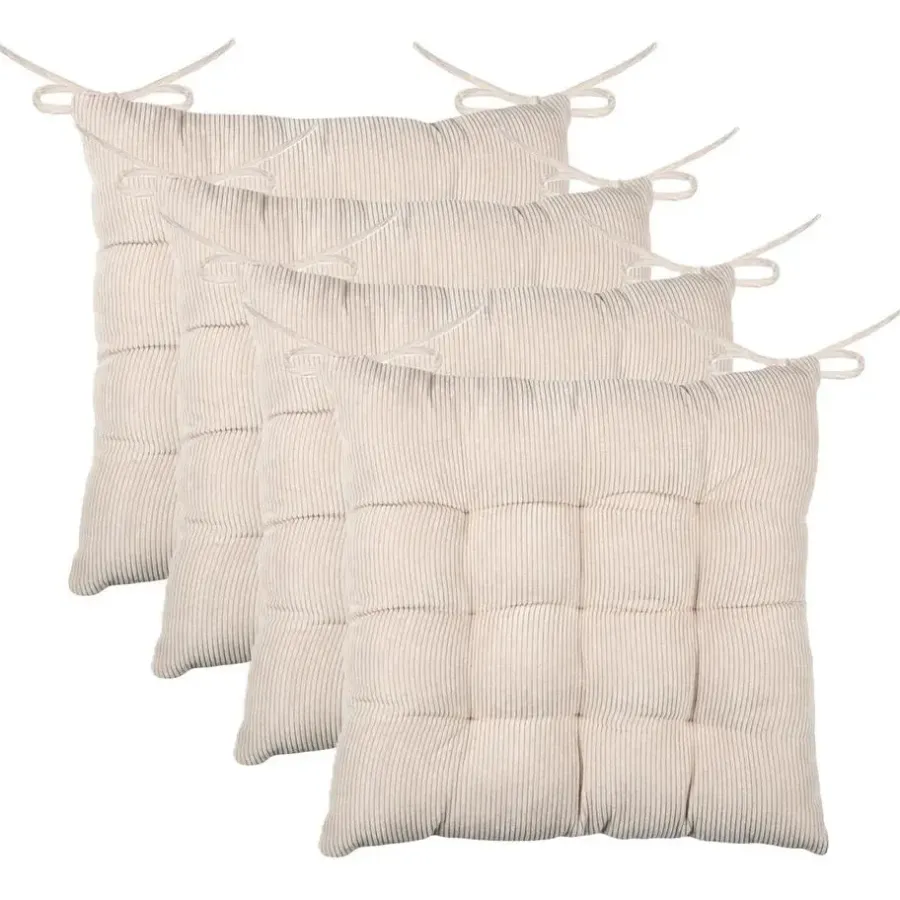 Tuinstoelkussens-Stof Textile stoelkussen - creme beige - 38 x 38 x 5 cm