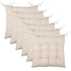 Tuinstoelkussens-Stof Textile stoelkussen - creme beige - 38 x 38 x 5 cm
