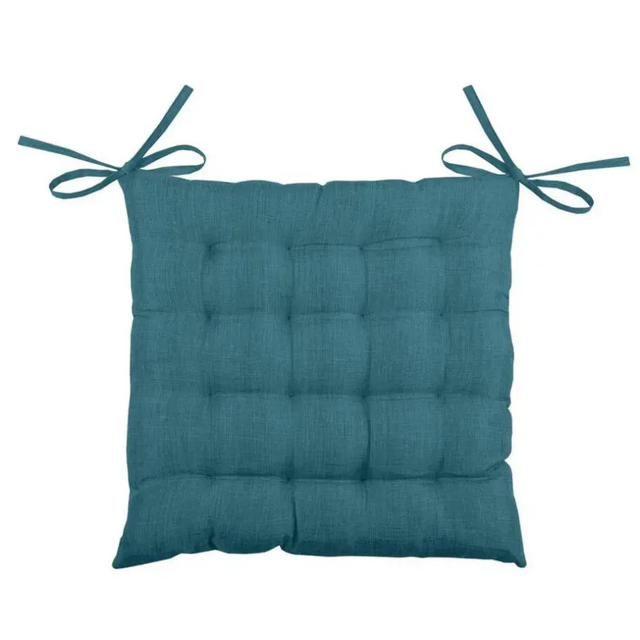 Stof Textile stoelkussen - petrol blauw - 40 x 40 x 4 cm