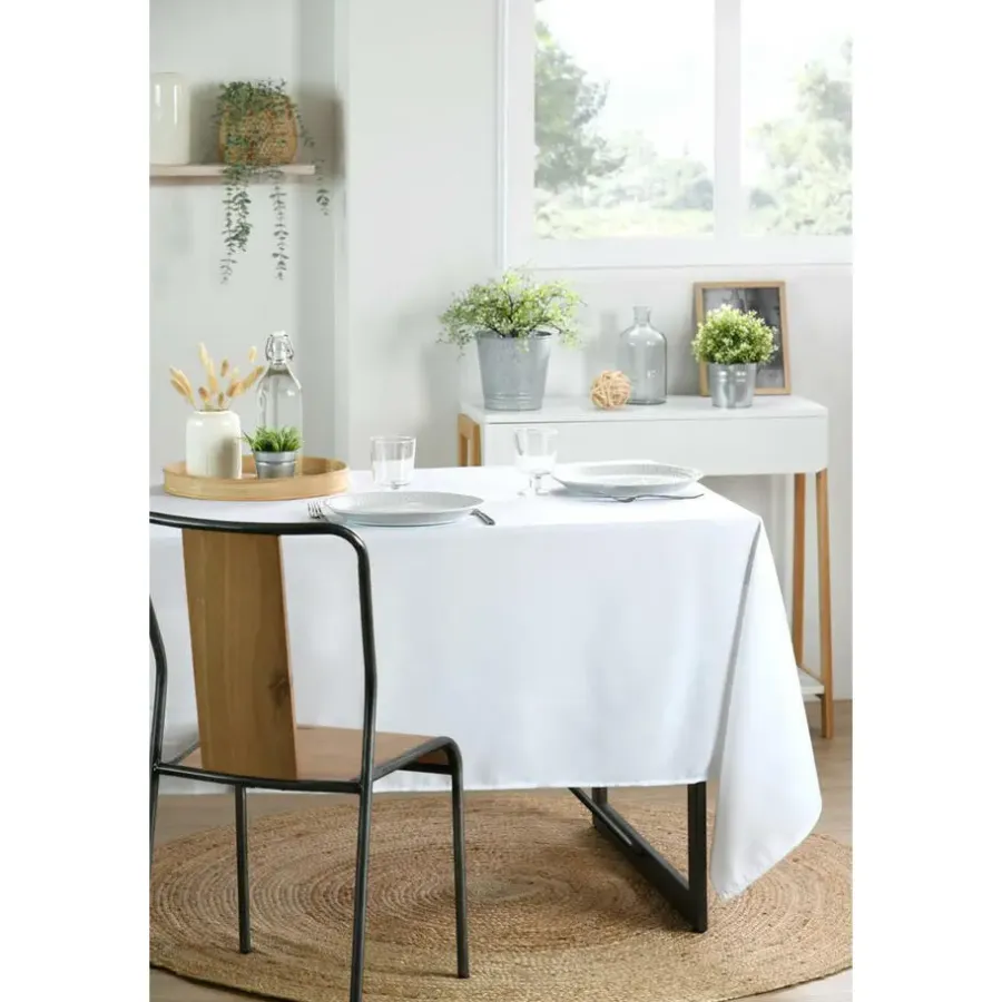 Tafelkleden-Stof Textile Tafelkleed - 145 x 240 cm - wit - Tafellaken