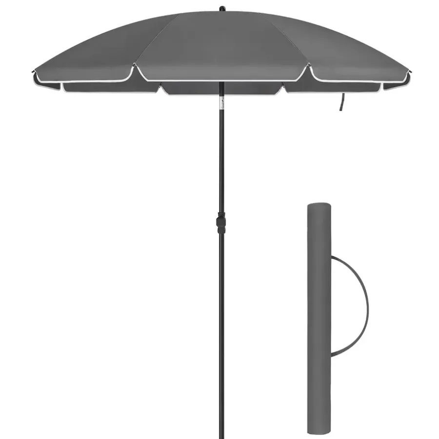 ACAZA Stokparasol - Strandparasol - Ø 200 cm - Kantelbaar - met Draagtas - Grijs