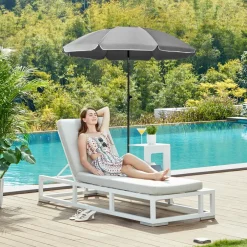ACAZA Stokparasol - Strandparasol - Ø 200 cm - Kantelbaar - met Draagtas - Grijs