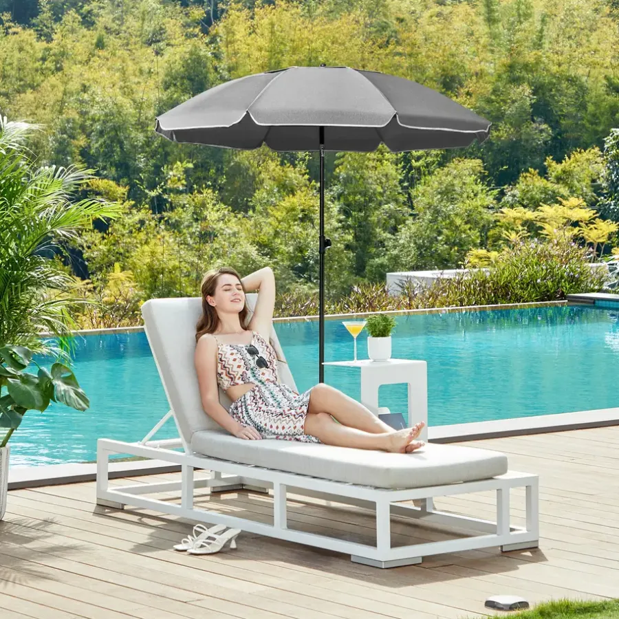 ACAZA Stokparasol - Strandparasol - Ø 200 cm - Kantelbaar - met Draagtas - Grijs