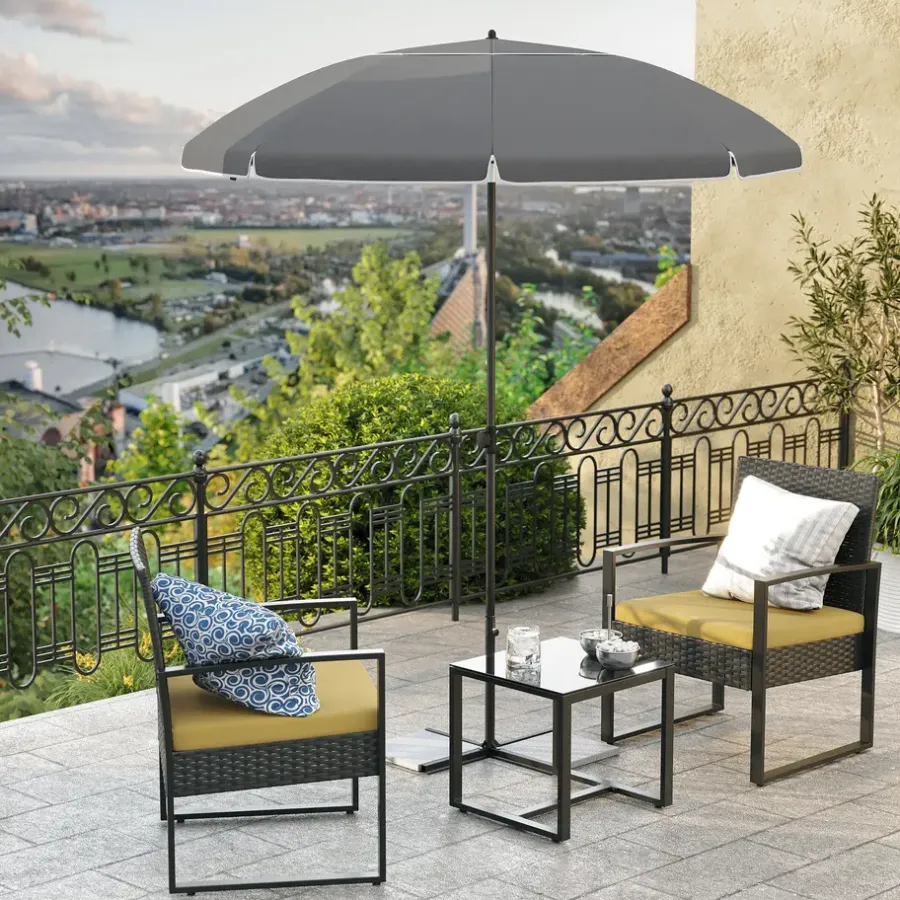 ACAZA Stokparasol - Strandparasol - Ø 200 cm - Kantelbaar - met Draagtas - Grijs