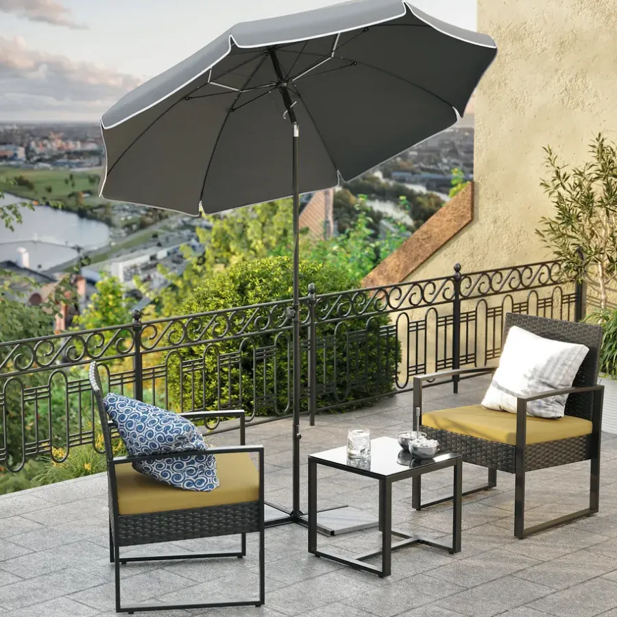 ACAZA Stokparasol - Strandparasol - Ø 200 cm - Kantelbaar - met Draagtas - Grijs