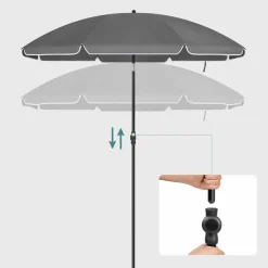 ACAZA Stokparasol - Strandparasol - Ø 200 cm - Kantelbaar - met Draagtas - Grijs