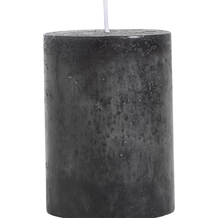 Kaarsen-Leen Bakker Stompkaars Winterwarm zwart - 9,5xØ6,8 cm