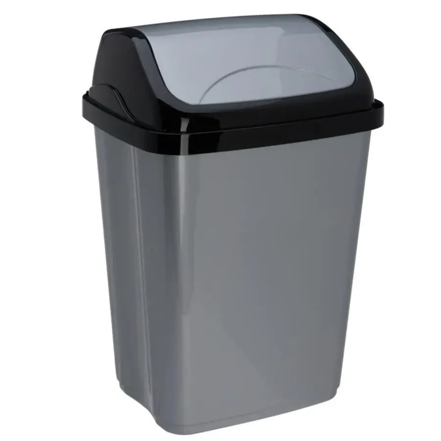 Storage Solutions Afvalemmer - 10L - grijs/zwart - klep deksel