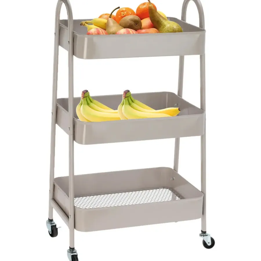 Trolleys-Storage Solutions Keukentrolley - beige - metaal - 79x44x32 cm