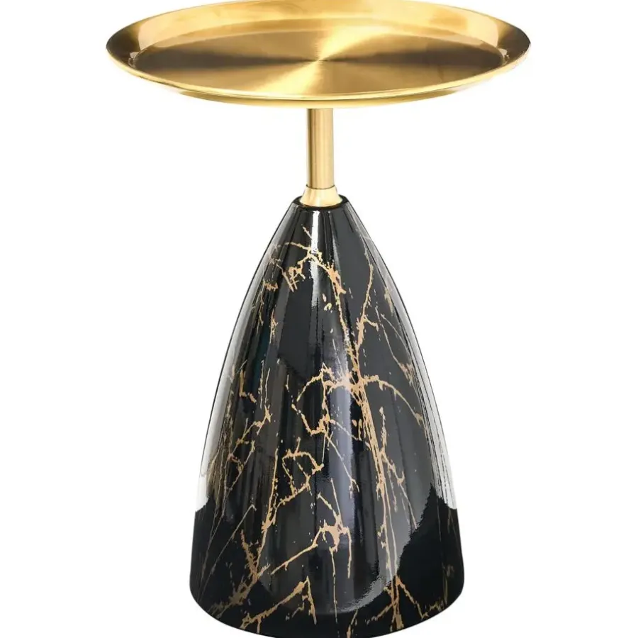Bijzettafels-Leen Bakker STORM - Bijzettafel - Zwart/Goud - Metaal