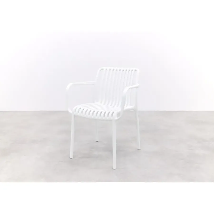 Van der Garde Tuinmeubelen - Premium Stripe stapelbare tuinstoel - Wit
