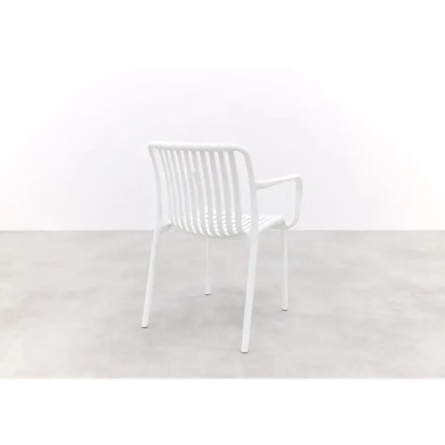 Van der Garde Tuinmeubelen - Premium Stripe stapelbare tuinstoel - Wit
