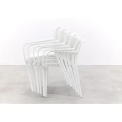 Van der Garde Tuinmeubelen - Premium Stripe stapelbare tuinstoel - Wit
