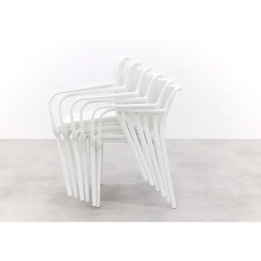 Van der Garde Tuinmeubelen - Premium Stripe stapelbare tuinstoel - Wit