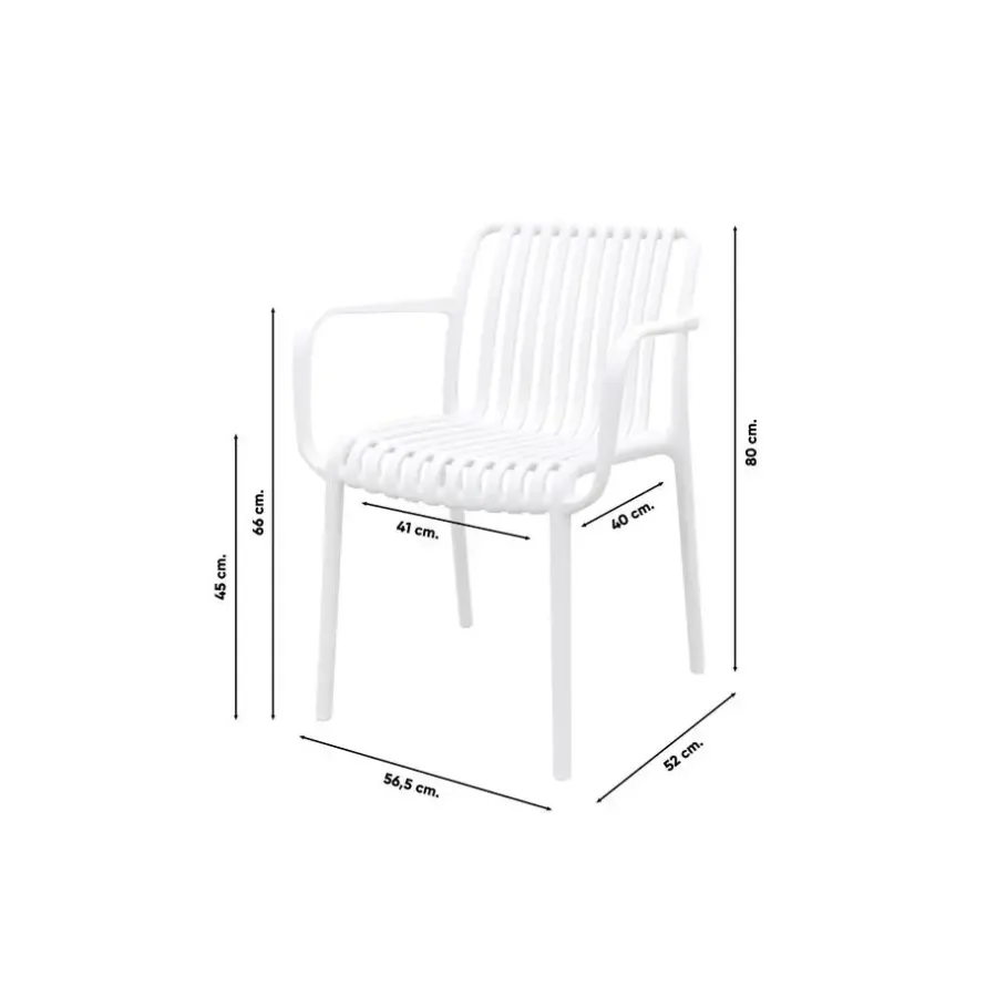 Van der Garde Tuinmeubelen - Premium Stripe stapelbare tuinstoel - Wit