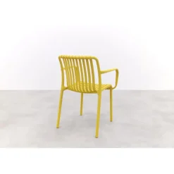 Van der Garde Tuinmeubelen - Premium Stripe stapelbare tuinstoel - Mosterdgeel