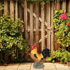 Tuindecoratie-Sunnydays Tuin decoratie Haan/kippen beeld - 21 x 24 cm - buiten
