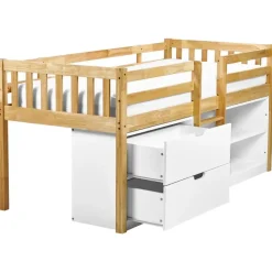 Beliani SUSVILLE - Kinderbed - Lichtbruin - 90 x 200 cm - Rubberhout
