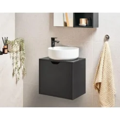 Wastafelkasten-Leen Bakker SUZANO - Badkamermeubel - Zwart - 44 x 40 cm - MDF