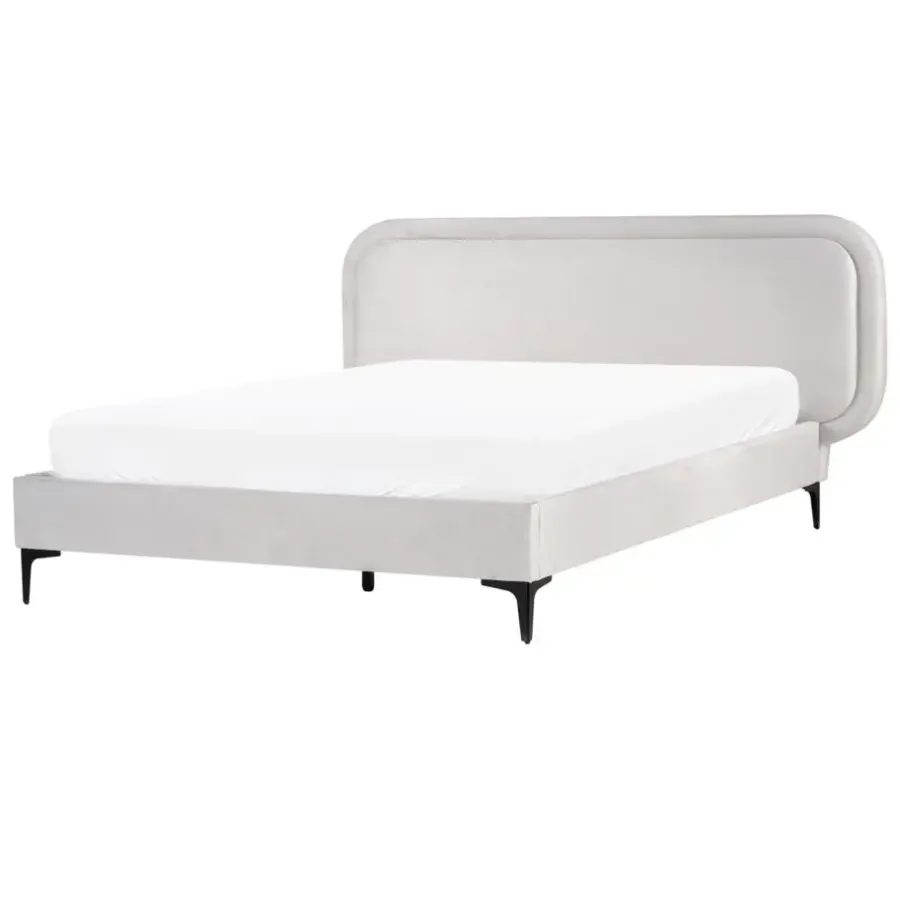Beliani SUZETTE - Tweepersoonsbed - Lichtgrijs - 140 x 200 cm - Polyester