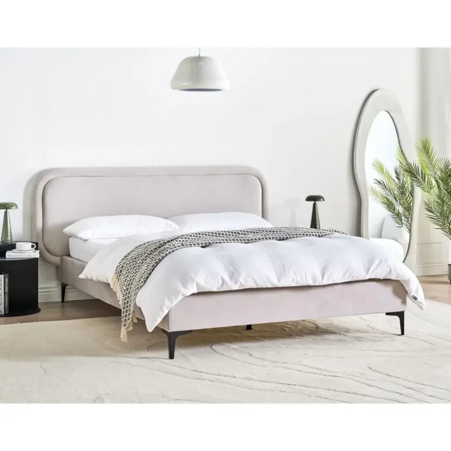 Beliani SUZETTE - Tweepersoonsbed - Lichtgrijs - 140 x 200 cm - Polyester