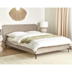 Twijfelaars-Beliani SUZETTE - Tweepersoonsbed - Beige - 140 x 200 cm - Polyester