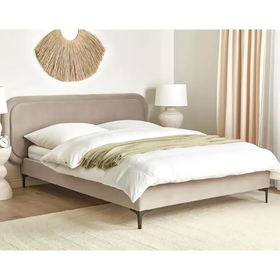 Twijfelaars-Beliani SUZETTE - Tweepersoonsbed - Beige - 140 x 200 cm - Polyester