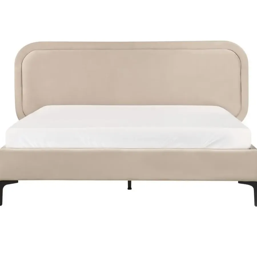 Twijfelaars-Beliani SUZETTE - Tweepersoonsbed - Beige - 140 x 200 cm - Polyester