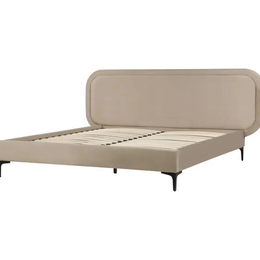 Twijfelaars-Beliani SUZETTE - Tweepersoonsbed - Beige - 140 x 200 cm - Polyester