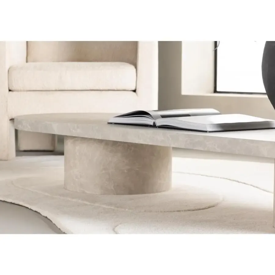 Svea - Antonio ovale salontafel - 60 x 190 cm - marmerlook
