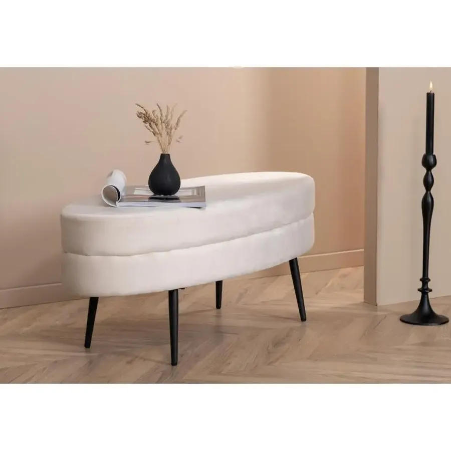 Hockers En Voetenbanken-Svea - Axel hocker - velvet - beige